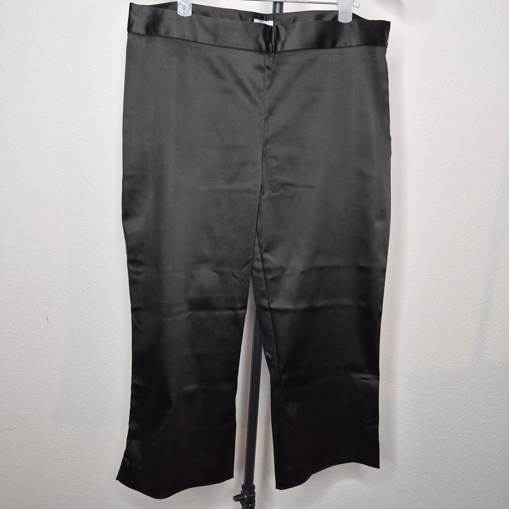 Vintage Y2K Cache Black Satin Capri Pants NWT Deadstock Side Slit Made in USA 8